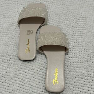 Women's Glitter Slide Sandals - Gold